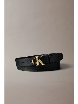 Calvin Klein Fasetli Ck Tokalı 25 mm Doku Deri Kadın Siyah Kemer LV04F7060G-YIH