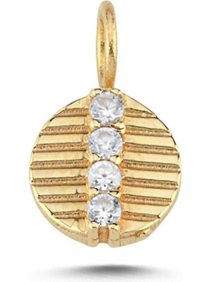 Cherry By Özkonak Taşlı Çizgili Yuvarlak Charm