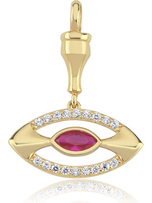 Cherry By Özkonak Pembe Taşlı Göz Altın Charm