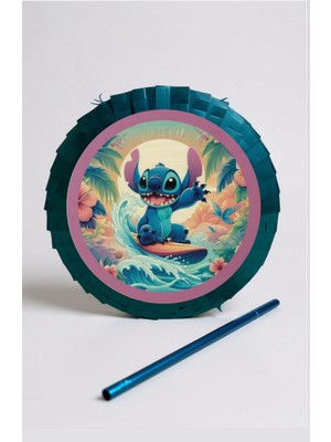 Cadde Süs Stitch Temalı Mavi Pinyata ve Sopası