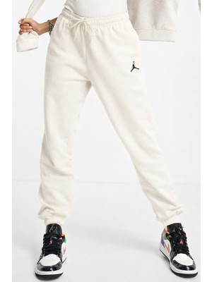 Nike Air Jordan Brooklyn Fleece Sweatpants Jogger Kadın Eşofman Altı Beyaz