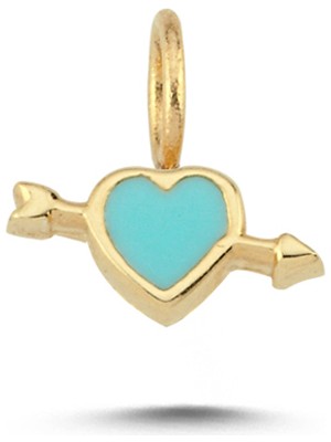 Cherry By Özkonak Turkuaz Kalp Ok Charm