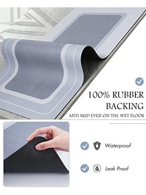 Karokstore Montvoo Banyo Halısı Paspası - Kaymaz Emici Lekesiz Hızlı Kuruyan Zemin Paspası Yıkanabilir - Ince Halı Kapı Altına Uyar - Kauçuk Duş Halısı - 43 cm x 68 cm