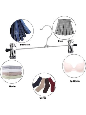 Karokstore 5’li Metal Pantolon ve Etek Askısı – 360° Dönebilen Kancalı, Ayarlanabilir Çoklu Askı, Dolap Içi Yer Tasarruflu Elbise Askısı, Pantolon, Etek, Şal, Çorap Düzenleyici Set (30 Cm)