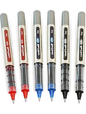 Karokstore Uni-Ball Eye - UB-157 Roller Kalemler - 0,7 mm Uç - Siyah, Mavi, Kırmızı - 6'lı Paket