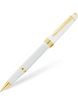 Karokstore Bailey Light Tükenmez Kalem (Çizgi Kalınlığı F, Yazı Rengi: Siyah, Hediye Paketi Dahil) Beyaz Boya Altın Renkli Kaplamalı