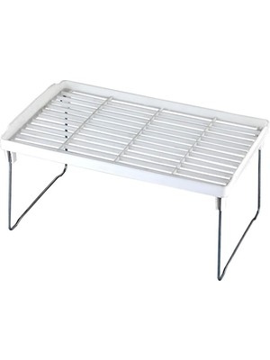 Karokstore Dolap Içi Raf Düzenleyici, Metal Ayaklı, Plastik Mutfak Rafı, Tezgah Üstü Yer Kazandıran Organizer, 14X30CM