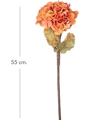 Karokstore Yapay Çiçek Ortanca Tek Dal Turuncu-Kahverengi 55 Cm.