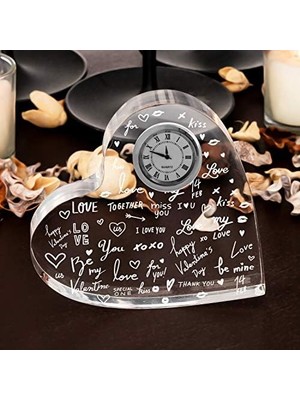 Karokstore Aşk Temalı Hediye Akrilik Kalp Saat