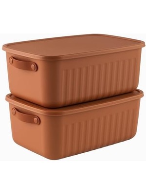 Karokstore 2'li Kapaklı Saklama Kutusu Seti 10 Litre– Turuncu-Taşınabilir Kulplu, Dolap Içi Düzenleyici, Çok Amaçlı Organizer Kutu, Oyuncak & Kıyafet Kutusu