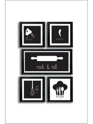 Karokstore 5 Parça Dekoratif Mdf Tablo Seti Çerçeve Görünümlü DKG028