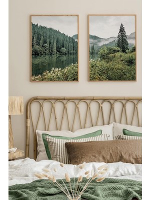 Karokstore 2 Parça Ahşap Çerçeve Görünümlü Mdf Tablo Seti