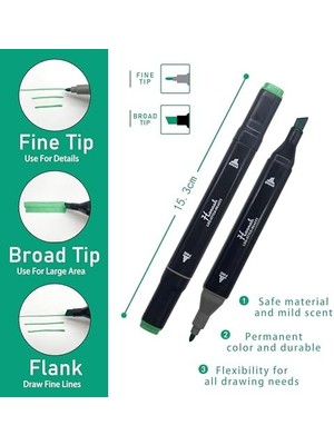 Karokstore 60 Adet Rengarenk Kalemden Oluşan Siyah Çantalı Çift Taraflı Marker Seti Standlı