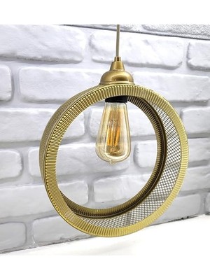 Karokstore Eskitme Endüstriyel Metal Hasır Tel Dairesel Model Hol Mutfak Tekli Sarkıt Avize Aydınlatma