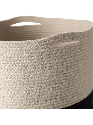 Karokstore Venus Çamaşır Sepeti Siyah Ekru 35X35X45