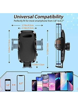Karokstore Hocerlu Araç Cep Telefonu Tutucu, Ultra Sağlam Araç Cep Telefonu Tutucu, Gösterge Paneli ve Ön Cam Için Vantuz, Çok Yönlü Silikon Darbeye Dayanıklı, 360° Dönebilir, Tek Düğmeyle Çıkarma, 3,8 – 6,7 Inç