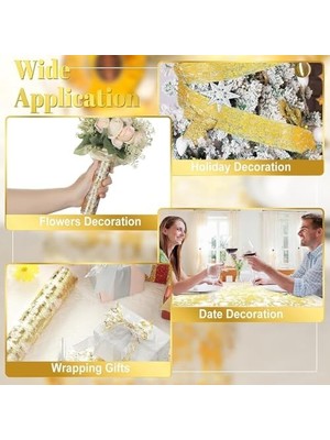 Karokstore Masa Örtüsü, Metalik File Masa Şeridi, 29CMX150CM Parlak Ince File Masa Rulosu, Altın Renk Masa Örtüsü, Doğum Günü Partisi Düğün Toplantıları Için Masa Dekorasyonu
