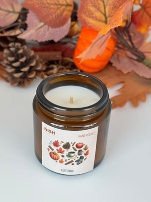 Karokstore Doğal Soya Mumu Sonbahar Kokulu Kapaklı Cam Kavanozda