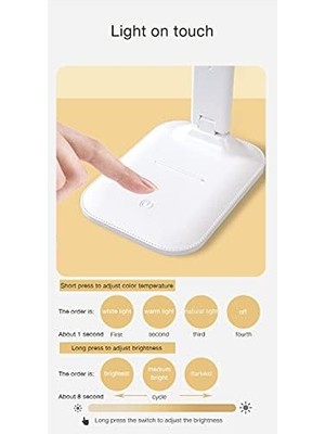 Karokstore Çalışma Masası Lambası, LED Masa Lambası, Kısılabilir Masa Lambası, Dokunmatik Şalter, 3 Renk ve 10 Parlaklık Seviyesi, Göz Dostu Masa Lambası, Gece Lambası, Ofis, Okuma, Ders Çalışma Için