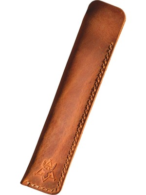 Karokstore Tekli Kalemlik - Hakiki Deri - Kaleminiz Için Minimal ve Şık Koruma - Crazy - Camel