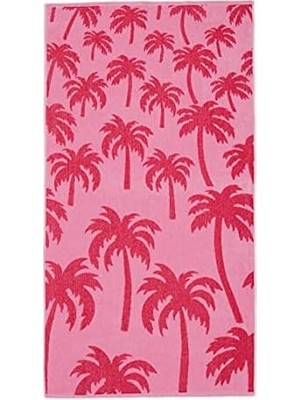 Karokstore Kadın Kadın Desenli Plaj Havlusu, Pembe, Tek Beden