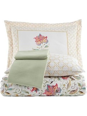 Karokstore Soley | Leticia |%100 Pamuklu Çift Kişilik Nevresim Takımı Yeşil