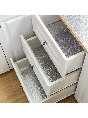 Karokstore Mutfak Tezgah Üstü Duvar Kağıdı, Portakal Kabuğu Desenli, Gümüş Renk, 0.4m x 3m, Self Adhesive Wallpaper, Yağ ve Dayanıklı