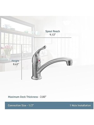 Karokstore Chateau Krom Tek Kolu Düşük Ark Mutfak Bataryası, 7423, 0.5