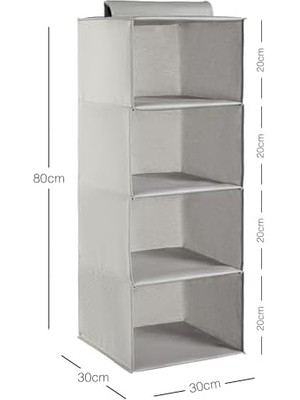 Karokstore 4 Katlı Gri Dolap Içi Düzenleyici 30 x 30 x 80 cm