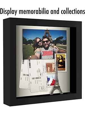 Karokstore Americanflat 8x8 Gölge Kutusu Çerçeve Siyah Yumuşak Sırtlı - Duvar ve Masa Üstü Için Kırılmaya Dayanıklı Camlı Kompozit Ahşap - 2'li Paket