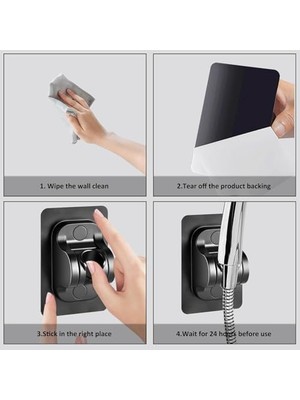 Karokstore 2'li Set Ayarlanabilir Kendinden Yapışkanlı Duş Başlığı Askısı, Siyah Duvara Monte Duş Başlığı Tutucu, Matkap Gerektirmez Sabit Braket, Suya Dayanıklı Banyo Duş Başlığı Sabitleyici Aksesuar
