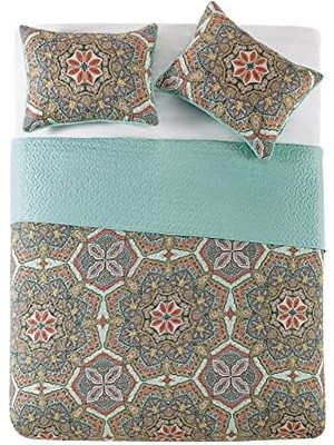 Karokstore | Yara Koleksiyonu | Yorgan Seti - Ultra Yumuşak Ters Çevrilebilir Örtü Yatak - Hafif, Havalı ve Nefes Alabilir Yatak Örtüsü,, Aqua, 3 Parça