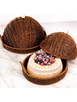 Karokstore Kosova Wicker Serisi 2'li Kapaklı Hasır Örme Yuvarlak Saklama Kabı