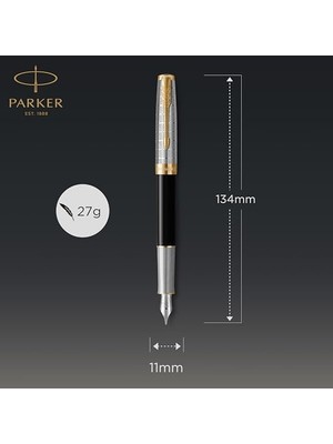 Karokstore Metal Siyah Gt Dolma Kalem 18K, F Uç