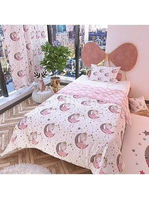 Karokstore Ay Kız Beyaz Çift Taraflı Çocuk Nevresim Takımı Polycotton