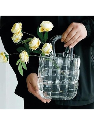 Karokstore Studıo Dekoratif Çanta Şeklinde Cam Vazo Bubble GB002-TR