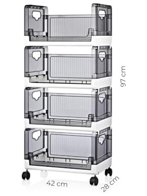 Karokstore 4 Katlı Portatif Organizer Raf Beyaz, Beyaz