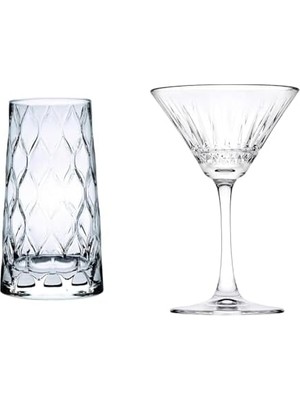 Karokstore Leafy Meşrubat Bardağı, 4'lü 450 cc ve Kokteyl Kadehi, 4'lü, 220 cc