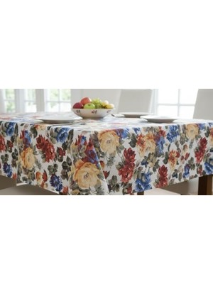 Karokstore Loom & Laurel Baskılı Yıkanabilir Masa Örtüsü Mutfak Bahçe Piknik Masa Örtüsü (140X140)