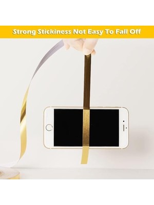 Karokstore Bant, 1cm x 50M Metalik Yüzeyli Dekoratif Bant, Ayna Etkili Parlak Yüzey, Kendinden Yapışkanlı Duvar Kaplama Bandı, Su Geçirmez Aralık Kapatma Şeridi, Mutfak ve Duvar Dekorasyonu Için