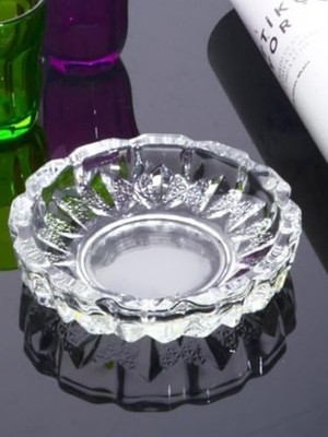 Karokstore Cam Kristal Lüks Küllük - Kül Tablası - Yuvarlak Kül Tabağı-12 * 12 * 2,5 06