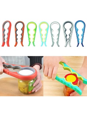 Karokstore 4 Fonksiyonlu Metal Üzeri Silikon Şişe Kavanoz Kapağı Açma Aparatı