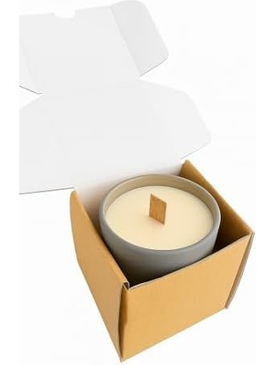 Karokstore Ns-Era Dekoratif Paçuli Yasemin Portakal Kokulu Ahşap Fitil Doğal Mum 280 ml Kutulu Hediyelik Gri Renkli Bardak Mum