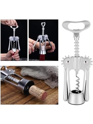 Karokstore Şarap Açacağı - Çok Işlevli Çinko Alaşım Kırmızı Şarap ve Şişesi Açacağı, Tirbuşon Mantar Çektirme, Ev ve Bar Kullanımı Için Gümüş Renk