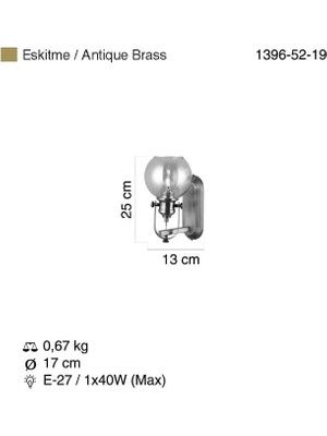 Karokstore 1396-52-19 Ponte Aplik Eskitme 1 x E27