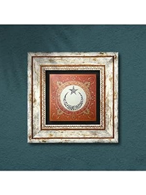 Karokstore Ay Yıldız Taş Duvar Tablosu - Çerçeveli Taş Tablo - Dekoratif Duvar Sanatı - Modern Ev ve Ofis Duvar Dekoru T1-130