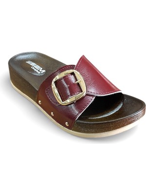 Esem 0047 Z 0014 Kadın Günlük Tek Tokalı Yazlık Comfort Terlik Bordo