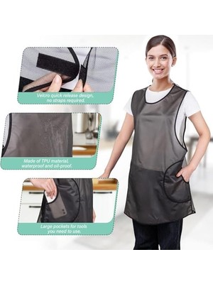 Karokstore Su Geçirmez Önlük, 2 Cebi Bulunan Şeffaf Önlük, Çapraz Askılı Tpu Suya Dayanıklı Önlük, Bulaşık Yıkama, Balık Temizleme, Laboratuvar Çalışması, Köpek Bakımı, Bahçe Işleri