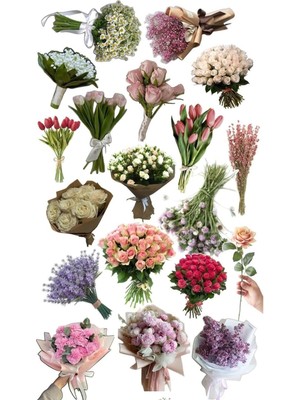 Karokstore Retro Bouquet Temalı Laptop Tablet Telefon Ajanda Bullet Journal - Suya Dayanıklı Etiket