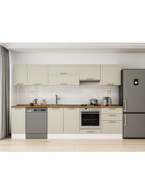 Alvinka 310X210 cm Mbr_c Mdf Mutfak Dolabı Beyaz Kumtaşı M-E90S40S60-1